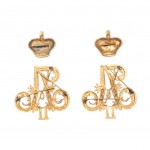 Комплект из двух латунных вензелей Александра 2-го с коронами