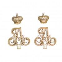 Комплект из двух латунных вензелей Александра 2-го с коронами