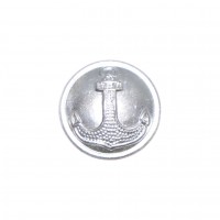 Пуговица серебристая алюминиевая 22 мм с якорем