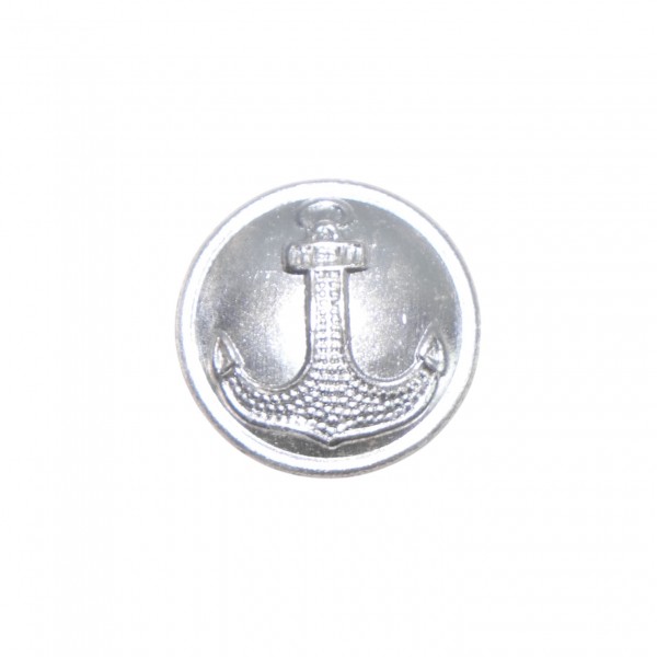 Пуговица серебристая алюминиевая 22 мм с якорем